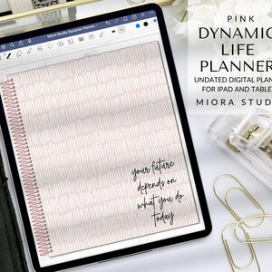 Pianificatore di vita digitale dinamico senza data/Pagine mensili, settimanali e giornaliere con collegamento ipertestuale/Tablet iPad, Goodnotes, Noteshelf e Noteability 2023/2024