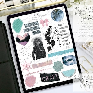 Pastel Winter Digital Planner Stickers/Goodnotes/Pre-cropped PNG digital stickers/Digital Scrapbooking/Digital Junk Journal Stickers