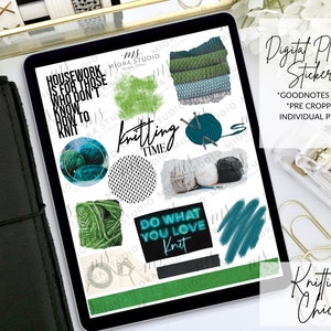 Knitting Digital Planner Stickers/Goodnotes/Pre-cropped PNG digital stickers/Digital Scrapbooking/Digital Junk Journal Stickers