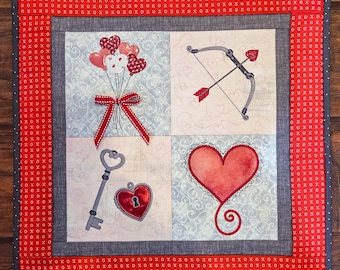 Machineborduurwerk Valentijnsdag muurhanger / kussenpatroon - "Keys to My Heart"