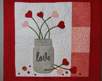 Love Jar Valentijnsdag kussen / muurhangend quiltpatroon