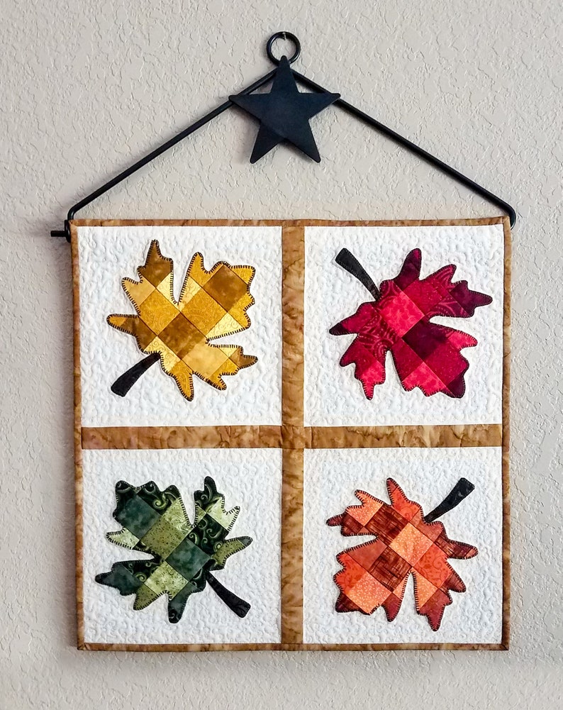 Tessellating Autumn Leaves Table Runner / Wall Hanging Quilt Pattern image 1