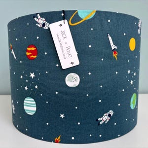 Space Drum Lampshade  | Sophie Allport Fabric | Handmade table lampshade or ceiling shade |