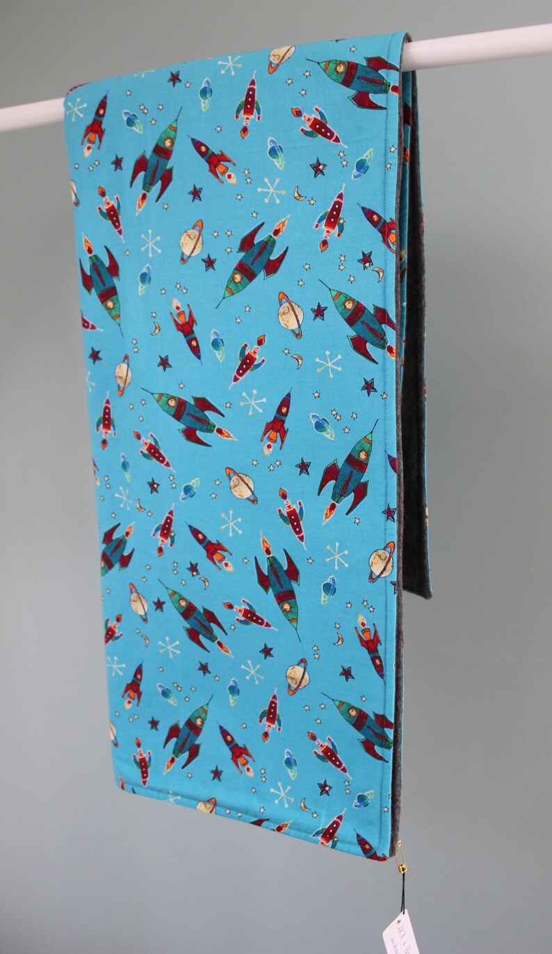 Rocket/Moon Fabric Blanket/Throw Nursery/Children's Bedroom Michael Miller Fabric image 4