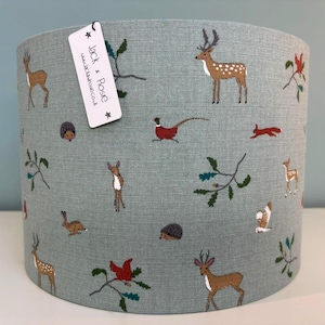 Woodland Drum Lampshade  | Sophie Allport Fabric | Handmade table lampshade or ceiling shade |