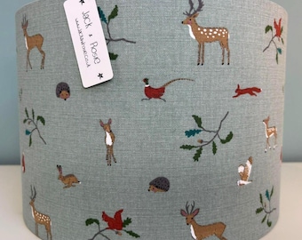 Woodland Drum Lampshade  | Sophie Allport Fabric | Handmade table lampshade or ceiling shade |