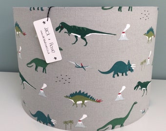 Dinosaur Drum Lampshade | Sophie Allport Fabric | Handmade table lampshade or ceiling shade |
