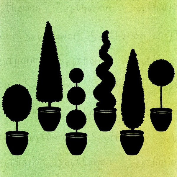 Topiary svg png - Topiary Set form plant pot greenery tree clipart flowerpot garden decoration gardening digital download