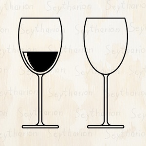 Red Wine Glass svg ( versioni riempite e vuote ) / bere bere vettoriale clipart / ai eps jpg png svg file