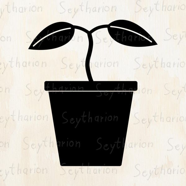 Plant svg - Plant in Pot | small spring seedling greenery garden balcony flowerpot leaves | ai eps jpg png files