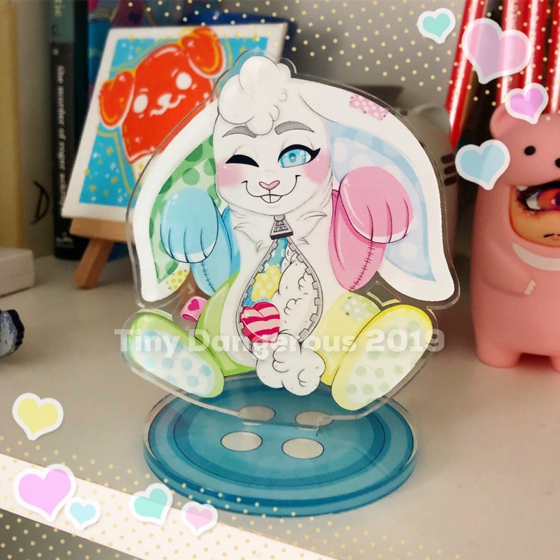 CLEARANCE Plushie Bunny Acrylic Standee, Desk Decoration Cute image 2