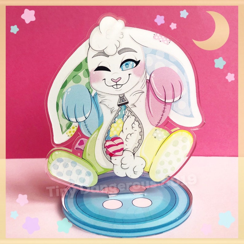 CLEARANCE Plushie Bunny Acrylic Standee, Desk Decoration Cute image 1