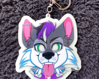 | Punk Pup 3 » Glow in The Dark Acrylic Charm | Porte-clés Furry Fandom