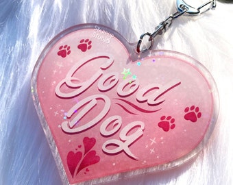 Good Dog/Bad Dog | 3" Holographic Acrylic Charm | Acrylic Keychain | Furry Fandom | Fursuit Collar Charm | Pet Play | Puppy Play