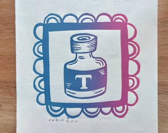 Original Block Print: Testosterone Vial
