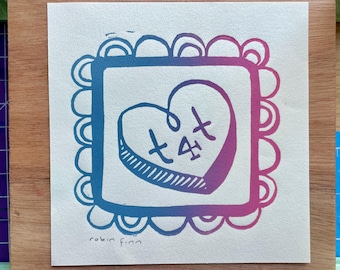Original Block Print: T4T Heart