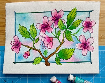 Pintura original: Flores de cerezo