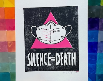 Impression originale au bloc : COVID Silence = Mort