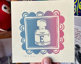 Original Block Print: Estrogen Vial