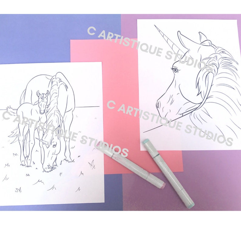 Download Unicorn Coloring Book Digital pdf Download Realistic ...