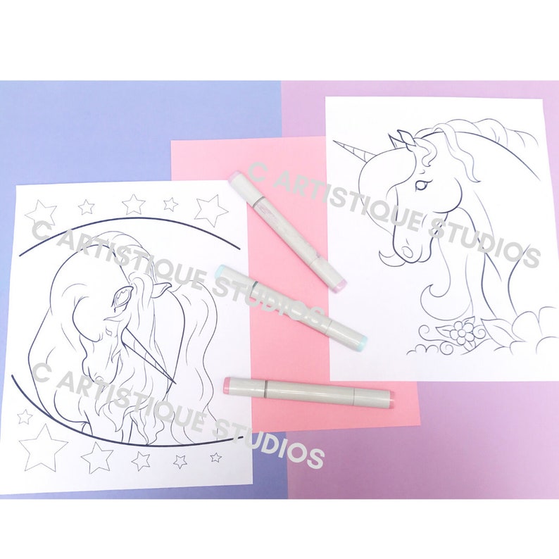 Download Unicorn Coloring Book Digital pdf Download Realistic Unicorn | Etsy