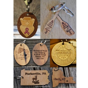 Custom Wooden Keychains Laser Cut and Laser Engraved image 1