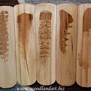 Feather Design Laser Engraved Decorative Wooden Ceiling Fan Blade