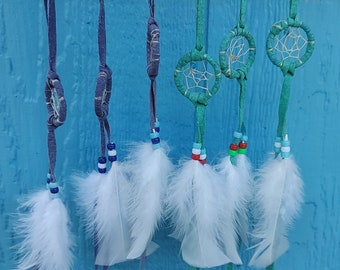 Mini Dream Catchers, Blue Leather