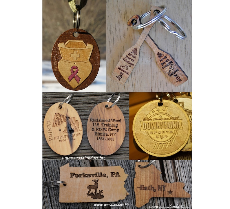 Custom Wooden Keychains Laser Cut and Laser Engraved image 1