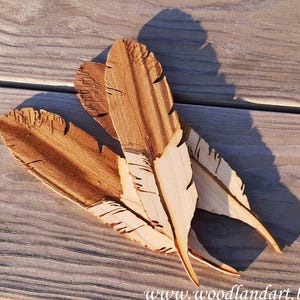 12-Inch Wooden Eagle Feathers Laser Engraved and Laser Cut Decorations
