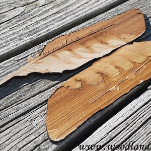 6-Inch Poplar Wood Hawk Feather Laser Cut and Laser Engraved Decorative Item