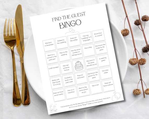 Wedding Icebreaker Bingo
