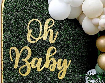 Oh Baby Backdrop Sign, Baby Shower decor,  Welcome baby cutout, Lasercut, non shedding glitter paperboard
