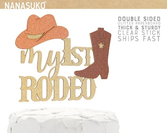 my 1st RODEO cake topper, western theme birthday cake topper, cowboy first birthday, Glitter party decorations