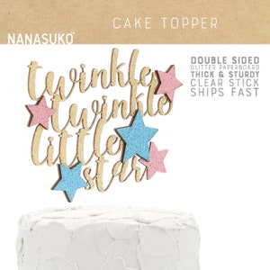 twinkle twinkle little star cake topper, baby shower cake topper, kids birthday, Glitter party decorations, cursive topper