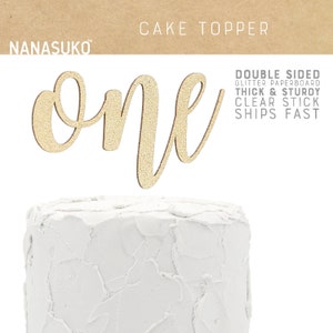 One Cake Topper, First Birthday Cake Topper, Gold Glitter Party ...