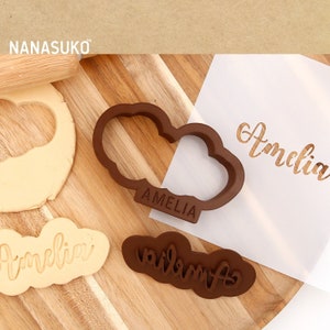 personalized name cookie cutter, cookie stamp, or stencil, one name only, cursive lettering cookie cutter, food safe