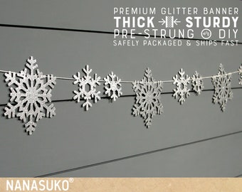 Snowflake garland, snowflake banner, glitter party decorations