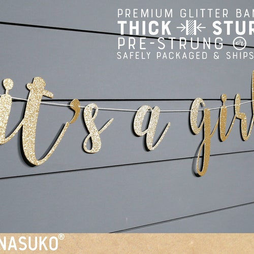 It's a Boy Banner Baby Shower Banner Gold Glitter Party - Etsy