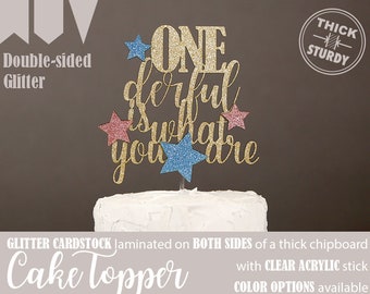 ONEderful is what you are cake topper, baby shower cake topper, kids birthday, Glitter party decorations, cursive topper