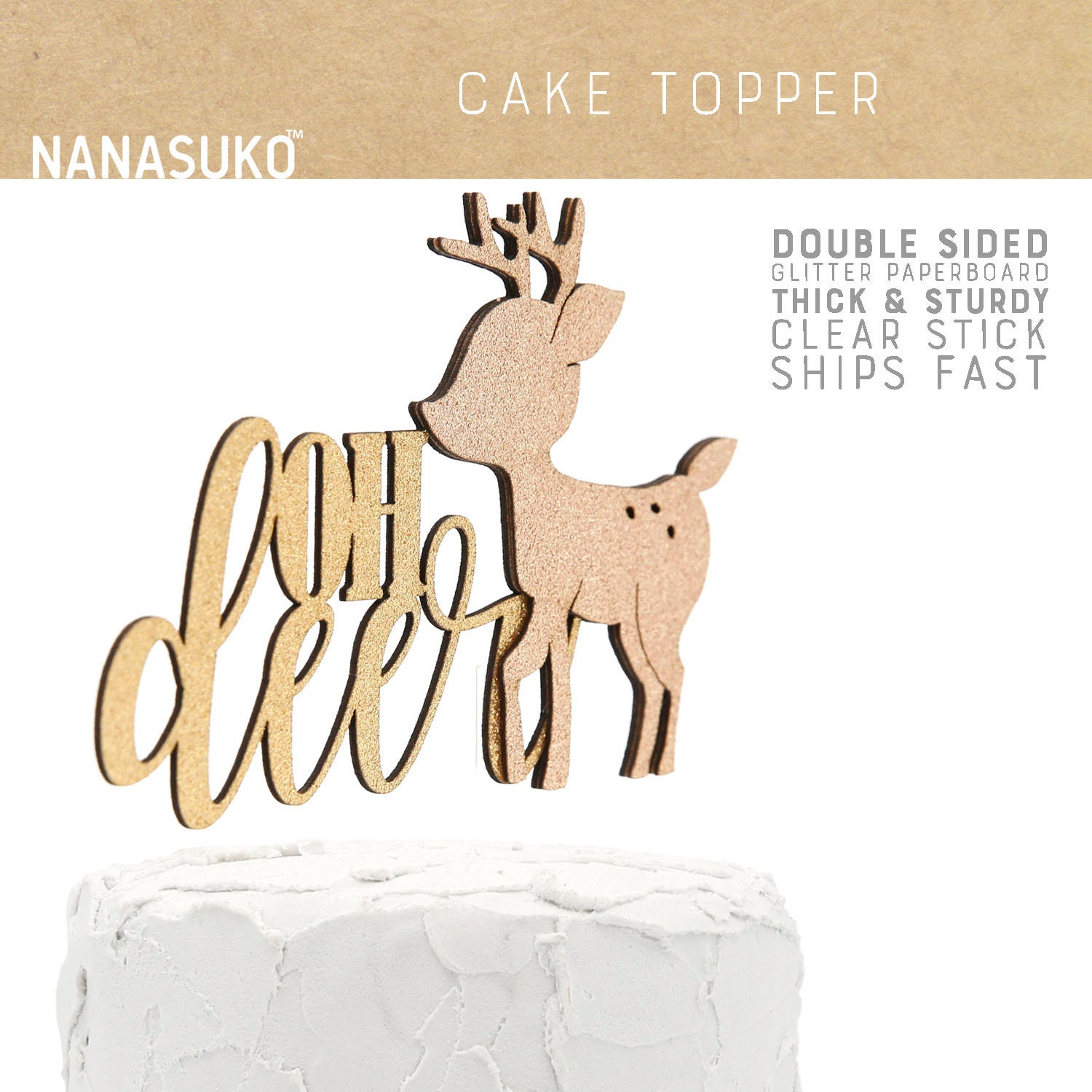Woodland Party Oh Deer 1st Birthday Cake Topper Atelier Elegance ANY NAME Deer One Cake Topper 