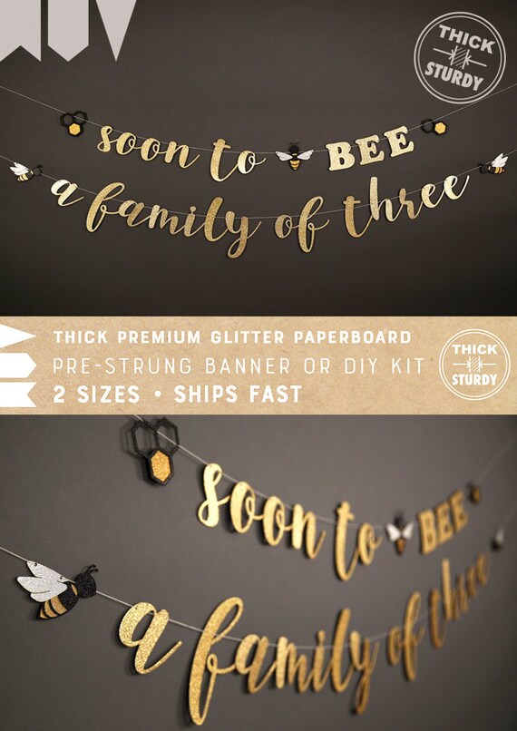 Soon To Bee A Family Of Three Banner With Bee And Beehive Etsy