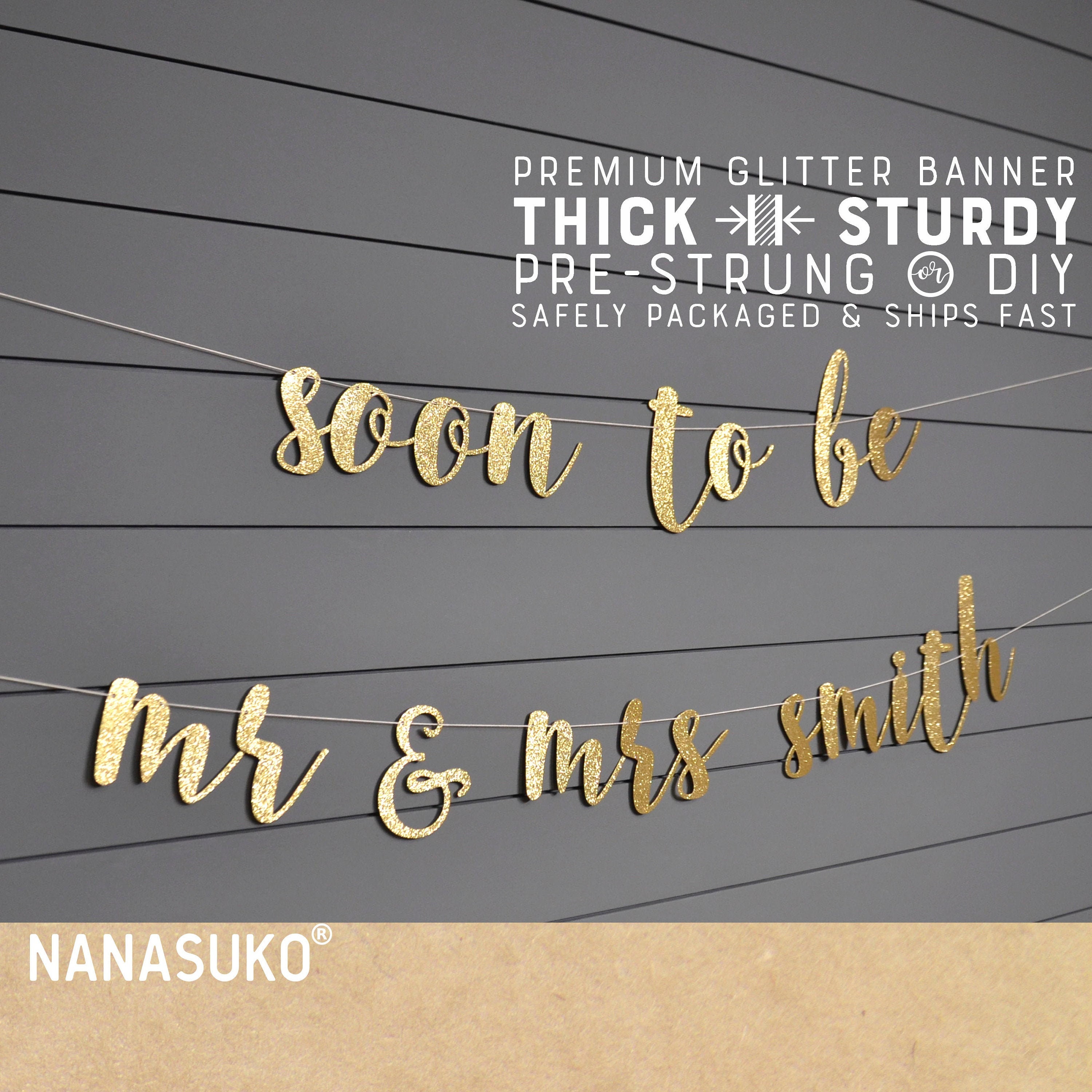 Soon to Be Mr & Mrs Banner With Custom Last Name, Personalized Banner, Gold  Glitter Party Decorations, Cursive Banner - Etsy