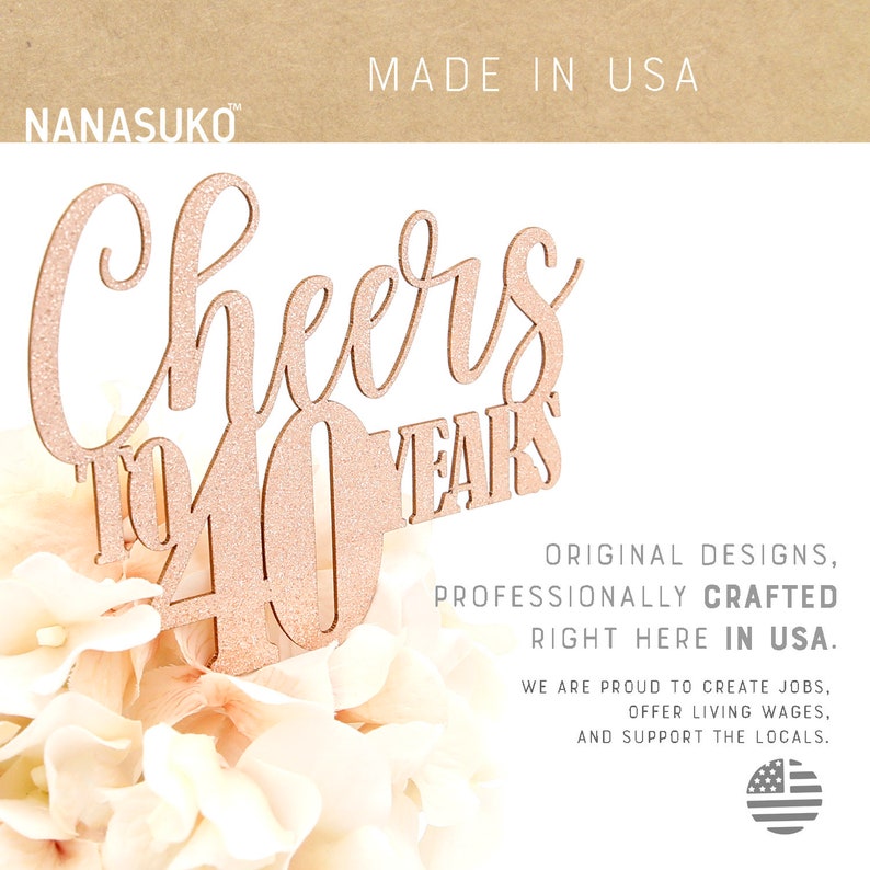 Cheers To 40 Years Cake Topper - 40th Birthday Cake Topperï¼Å