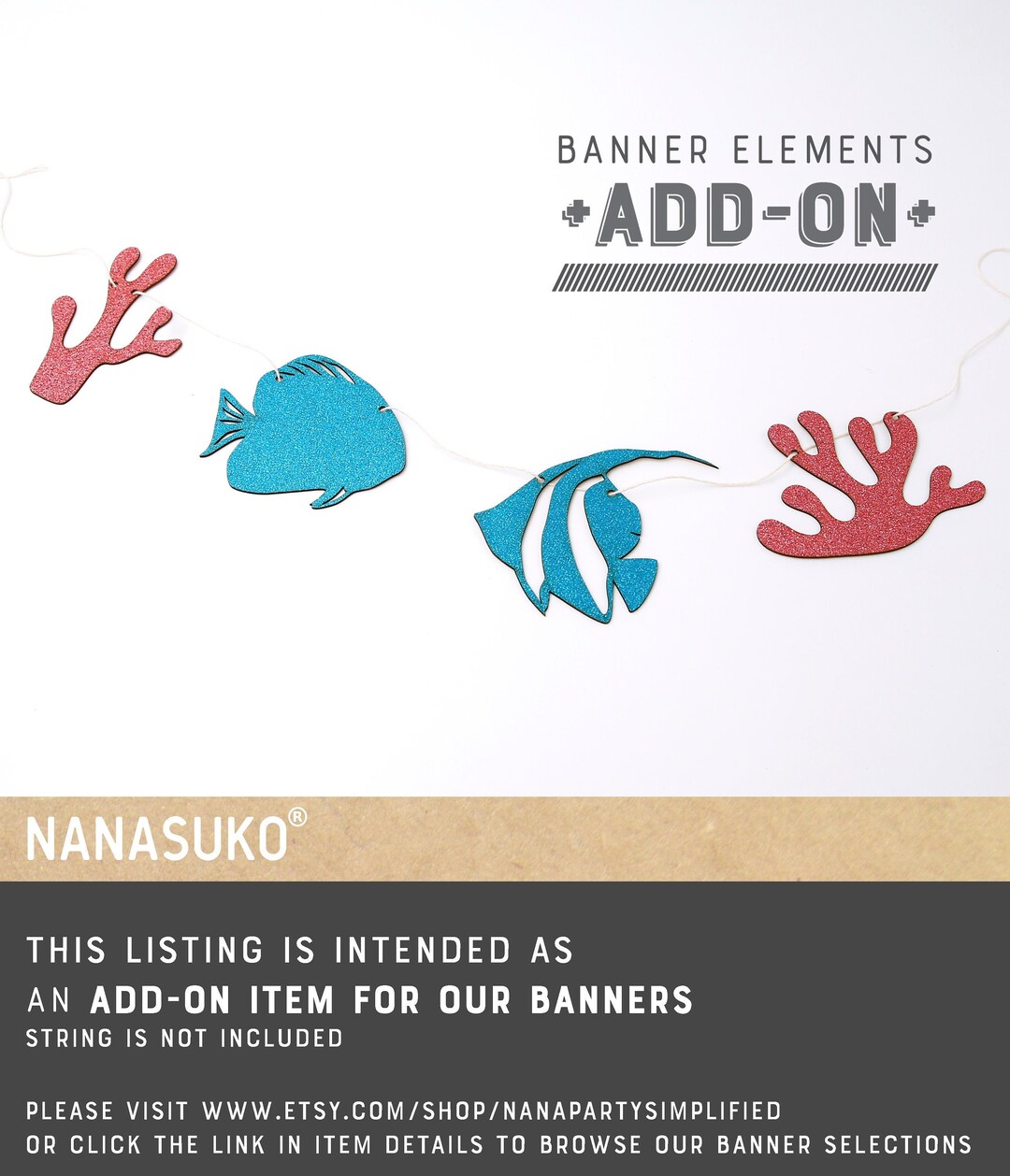 Fish and Coral Design Banner Element Add On, Under the Sea, Two Less ...