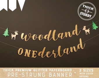 woodland ONEderland banner, woodland birthday, deer banner, summer woodland, cursive banner