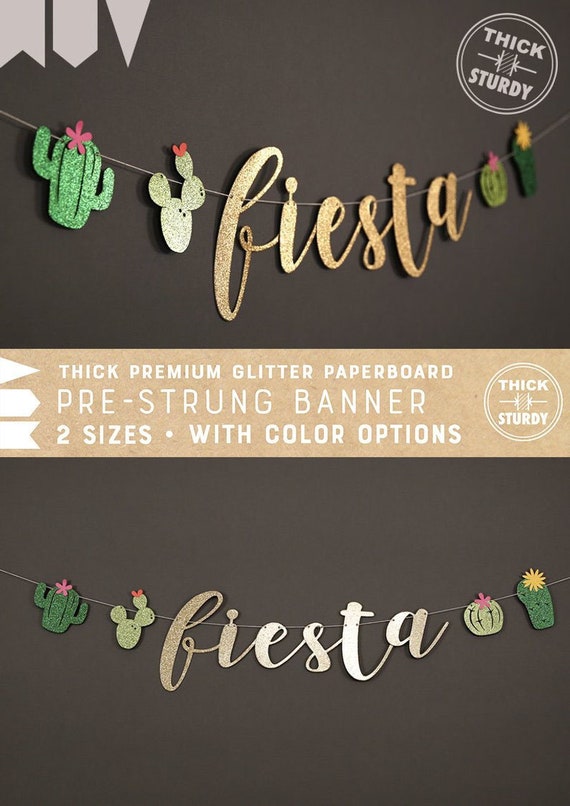 Striscione Glitter Final Fiesta E Ghirlanda Cactus Divertente - Decorazioni Per Addio Al Nubilato Messicano E Fidanzamento Taco