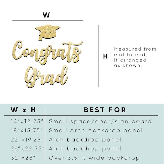 Congrats Grad Backdrop Sign with graduation cap, Graduation party decor, Class of 2025 cutout, Lasercut, non shedding glitter paperboard