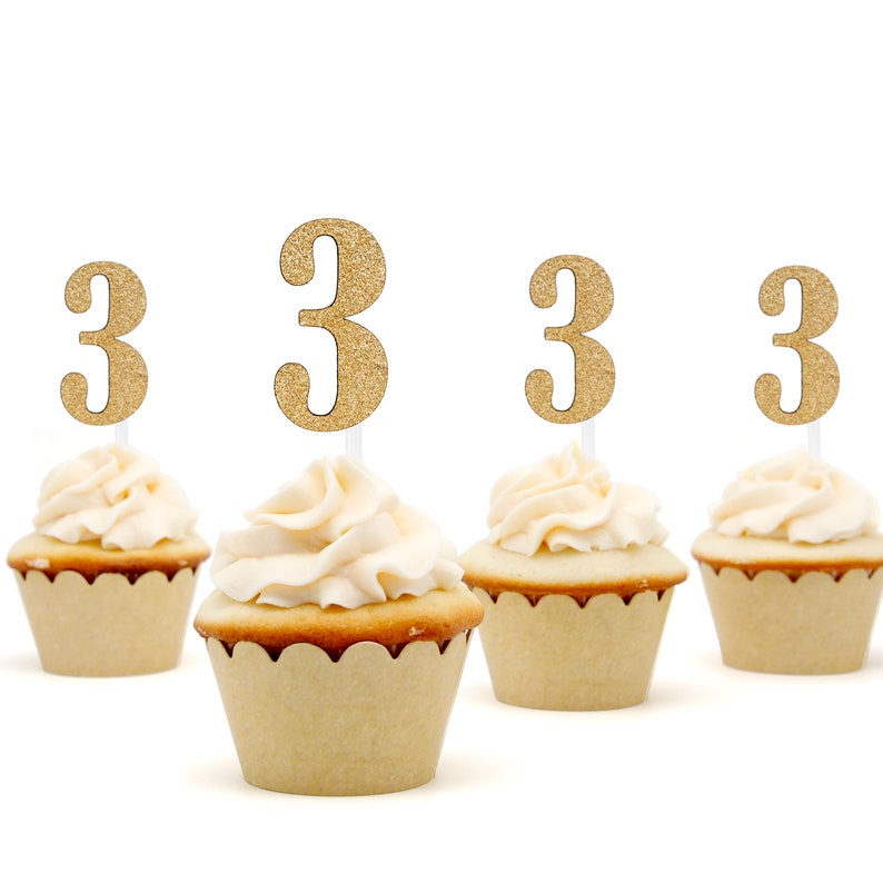 3 cupcake toppers 3rd birthday cupcake toppers double sided Etsy