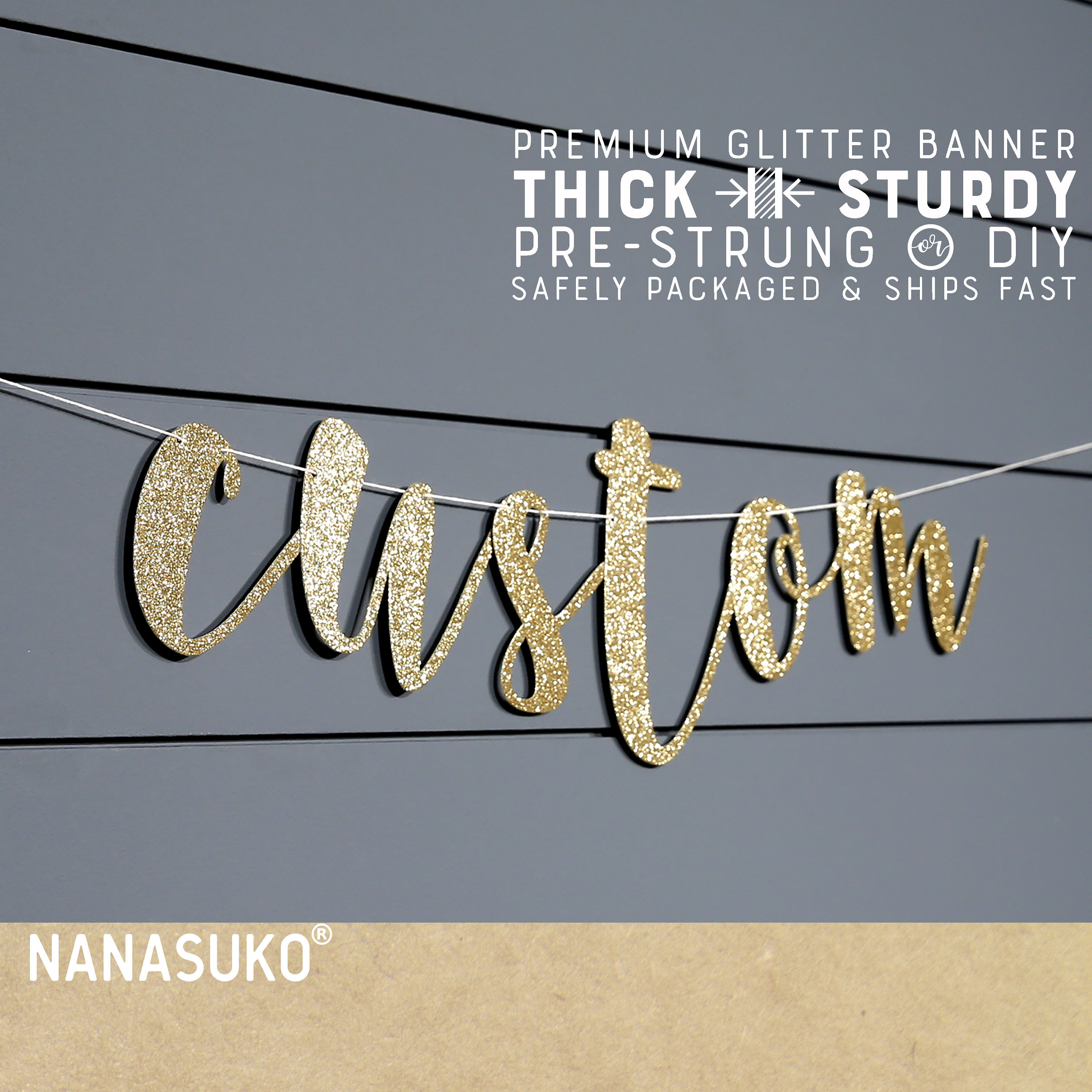 Custom banner Personalized banner Gold Glitter party Etsy